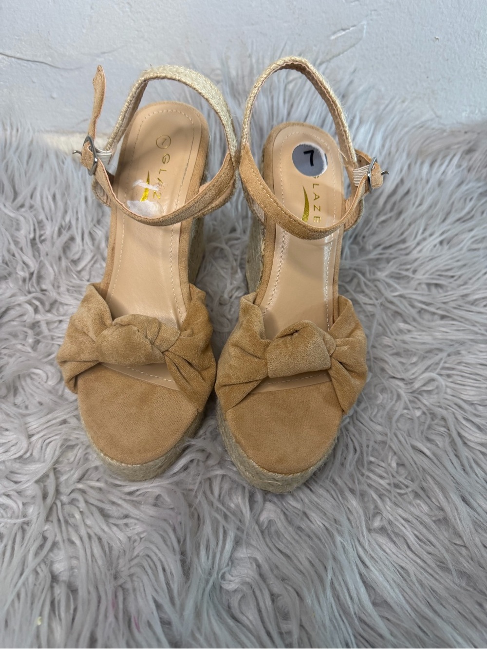 Glaze Tan Knot Espadrille Wedge Sandals